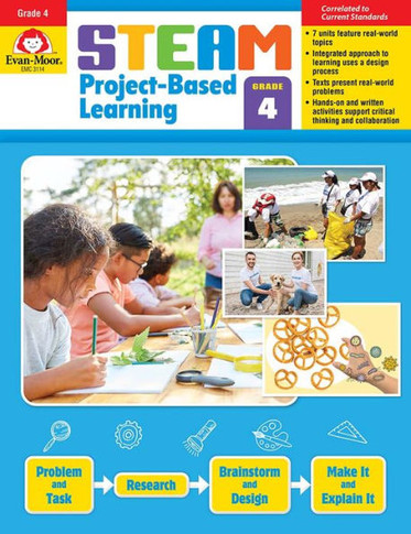 Evan-Moor Steam Project-Based Learning, Grade 4 Actvities Homeschooling & Classroom Resource Workbook, Reproducible Worksheets, Hands-On Projects, Problem Solving, Art, Puzzle, Real-World Topics
