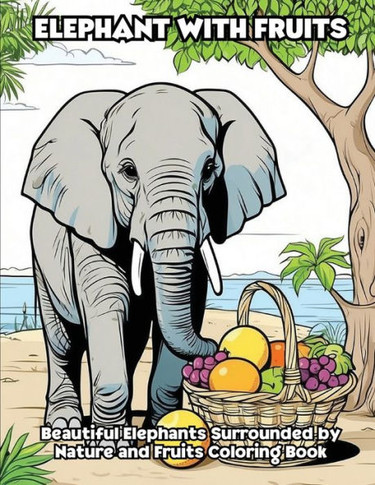 Elephant with Fruits: Beautiful Elephants Surrounded by Nature and Fruits Coloring Book