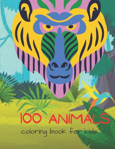 100 Animals: coloring book for kids Jungle vibrant Monkey Animal Head /coloring / adult coloring/colored pencils/good quality/color