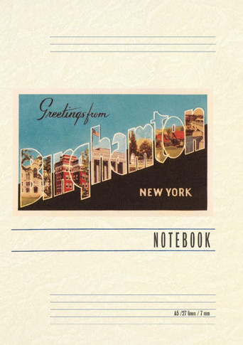 Vintage Lined Notebook Greetings from Binghampton, New York
