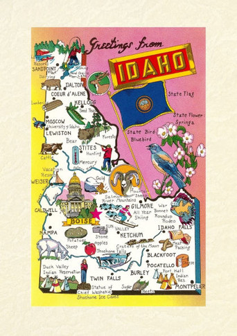Vintage Lined Notebook Greetings from Idaho, Map of Highlights
