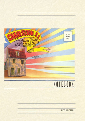 Vintage Lined Notebook Postcard Folder, Greetings from Charleston, South Carolina