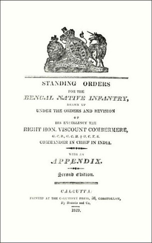 Standing Orders for the Bengal Native Infantry 1829