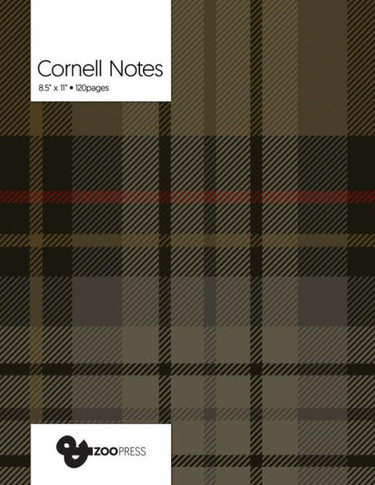 Cornell Notes: Fashion Plaid Cover - Best Note Taking System for Students, Writers, Conferences. Cornell Notes Notebook. Large 8.5 x