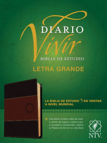 Biblia de Estudio del Diario Vivir Ntv, Letra Grande (Sentipiel, Caf??Caf??Claro, Letra Roja) - Large Print