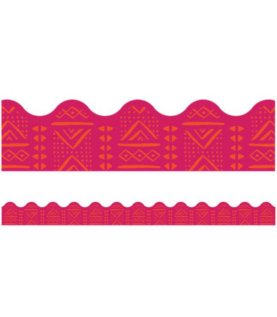 One World Pink Batik Scalloped Bulletin Board Borders