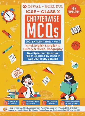 Chapterwise MCQs Vol I for Hindi, English I, English II, History & Civics, Geography: ICSE Class 10 for Semester I 2021 Exam