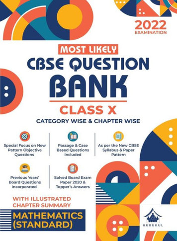 CBSE Most Likely Question Bank Chapterwise Class 10 (2022 Exam) - Mathematics Standard with New Objective Paper Pattern, Reduced Syllabus