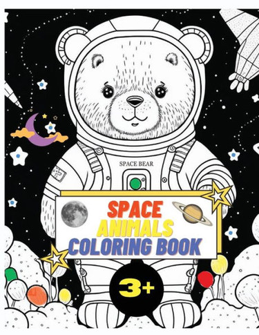 Space Animals Coloring Book : 50 Pages of Modern Coloring Images for Children Aged 3 and Up, 8.5x11 in