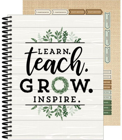 Carson Dellosa Farmhouse Teacher Planner, 8" X 11" Undated Teacher Planner With Planner Stickers, Modern Farmhouse Teacher Lesson Planner For Classroom Organization And Farmhouse Classroom Decor