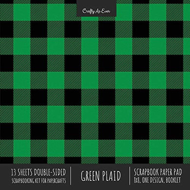 Green Plaid Scrapbook Paper Pad 8x8 Decorative Scrapbooking Kit for Cardmaking Gifts, DIY Crafts, Printmaking, Papercrafts, Check Pattern Designer Paper