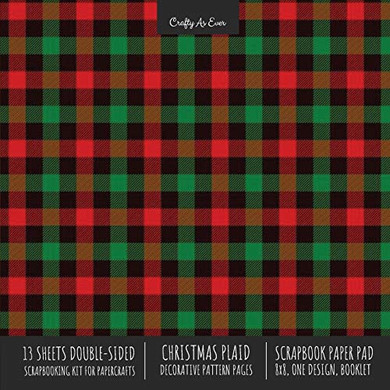 Christmas Plaid Scrapbook Paper Pad 8x8 Scrapbooking Kit for Cardmaking Gifts, DIY Crafts, Printmaking, Papercrafts, Holiday Decorative Pattern Pages