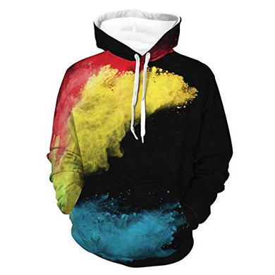 Unisex Women Men Hoodies Long Sleeve Comfortable Pullover Sweatshirt Art Powder Explosion Pattern Autumn Outfit for Athletic Party