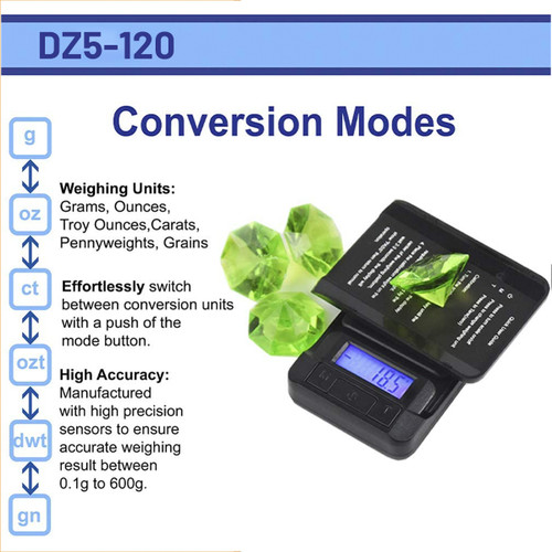 DZ5-120 DIGITAL POCKET SCALE, BLACK, 120G X 0.01G