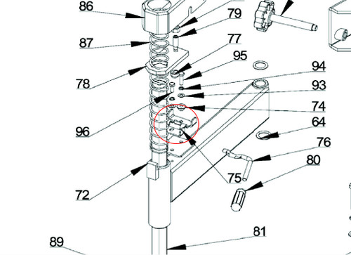 BRACKET, Vertical Bar Locking Handle. TC-530-9062
