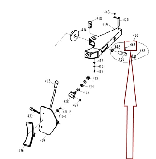 Illustration of PIN for Adjustable Bead Breaker on Ranger R980NXT and R980XR Tire Changers.