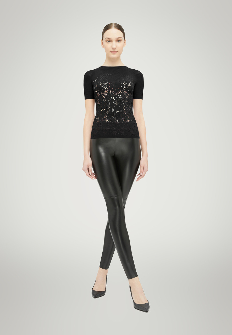 Long Sleeve Flower Lace Top - Black