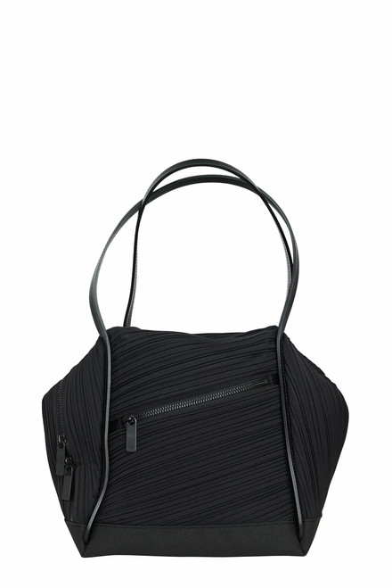 Issey Miyake Pleats Please Bias Pleated Medium Shoulder Bag Black