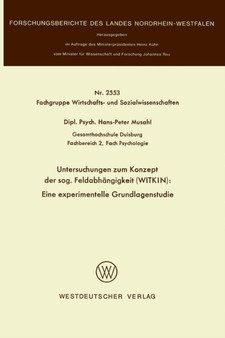 Untersuchungen zum Konzept der sog. Feldabhangigkeit (WITKIN): Eine experimentelle Grundlagenstudie : 2553