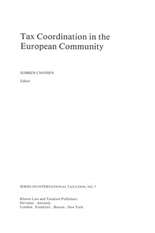 Tax Coordination in the European Community