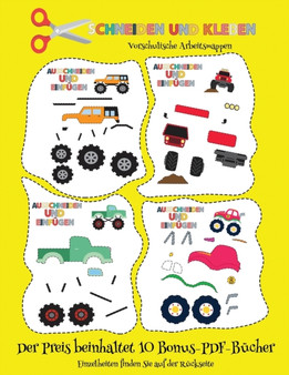 Vorschulische Arbeitsmappen : Schneiden und Kleben - Monster Trucks
