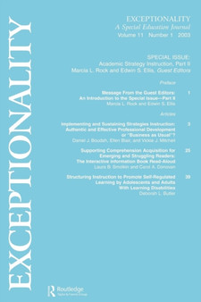 Academic Strategy Instruction : A Special Issue of Exceptionality