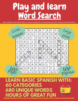 Play and learn : Large Print Spanish Word Search Puzzle Book For Kids, Adults And Seniors : 1 by Suphiss Publications - Paperback