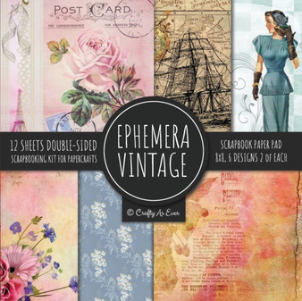 Ephemera Vintage Scrapbook Paper Pad 8x8 Scrapbooking Kit for Papercrafts, Cardmaking, DIY Crafts, Old Retro Theme, Decoupage Designs by Crafty as Ever - Paperback