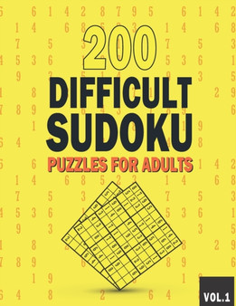 200 Difficult Sudoku Puzzles for Adults : Sudoku puzzle book for adults difficult large print - 200 Sudoku Puzzles With Solutions Difficult - Challenging Puzzle Book with Plenty of Difficult Sudoku - by Faro Publishing - Paperback