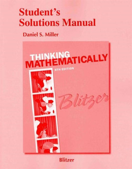 Student's Solutions Manual for Thinking Mathematically by Robert Blitzer - Paperback