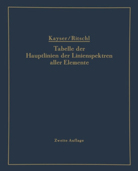 Tabelle der Hauptlinien der Linienspektren aller Elemente nach Wellenlange geordnet by H. Kayser - Paperback