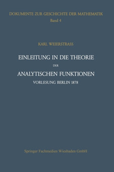 Einleitung in die Theorie der analytischen Funktionen by Karl Weierstrass - Paperback
