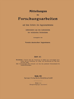 Mitteilungen uber Forschungsarbeiten : auf dem Gebiete des Ingenieurwesens : 121 by Otto Bretschneider - Paperback