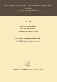 Infiltrierte Sintereisenwerkstoffe : Herstellung und Eigenschaften by Gerhard Zapf - Paperback