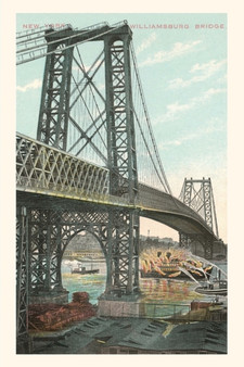 Vintage Journal Boat on Fire under Williamsburg Bridge, New York City by Found Image Press - Paperback