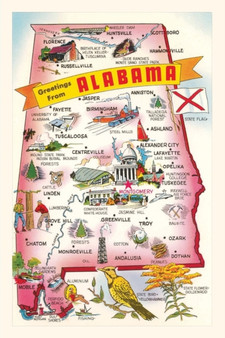 Vintage Journal Map of Alabama Attractions by Found Image Press - Paperback