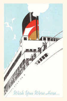Vintage Journal Close up of Ocean Liner Travel Poster by Found Image Press - Paperback