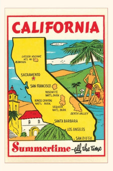 The Vintage Journal Cartoon Map of California by Found Image Press - Paperback