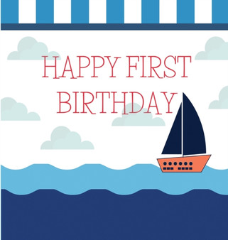 Nautical First birthday guest book (Hardcover) : Birthday guest book, first birthday book, party and birthday celebrations decor, memory book, 1st birthday, happy birthday guest book, celebration mess