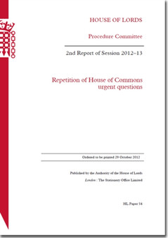 2nd report of session 2012-13 : repetition of House of Commons urgent questions : 2012-13 54