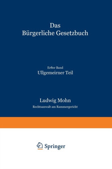Das Burgerliche Gesetzbuch : Allgemeiner Teil : 1