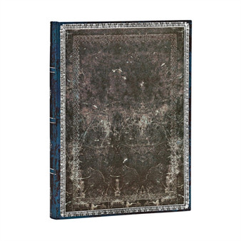 Midnight Steel Midi Lined Hardcover Journal (Elastic Band Closure) by Paperblanks - Hardback