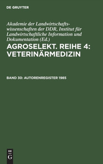 Autorenregister 1985 by No Contributor - Hardback