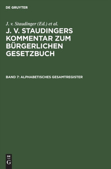 Alphabetisches Gesamtregister by J V Staudinger - Hardback