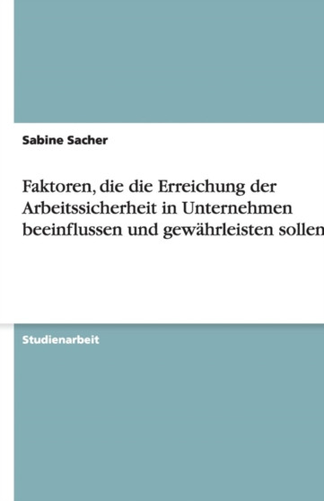 Faktoren, Die Die Erreichung Der Arbeitssicherheit in Unternehmen Beeinflussen Und Gewahrleisten Sollen