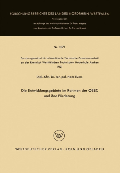 Die Entwicklungsgebiete im Rahmen der OEEC und ihre Forderung : 1071