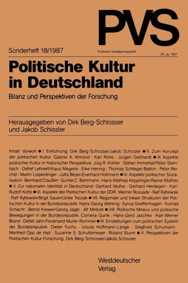 Politische Kultur in Deutschland : Bilanz und Perspektiven der Forschung : 18/1987