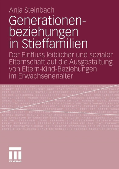 Generationenbeziehungen in Stieffamilien : Der Einfluss leiblicher und sozialer Elternschaft auf die Ausgestaltung von Eltern-Kind-Beziehungen im Erwachsenenalter Generationenbeziehungen in Stieffamilien : Der Einfluss leiblicher und sozialer Elternschaft auf die Ausgestaltung von Eltern-Kind-Beziehungen im Erwachsenenalter
