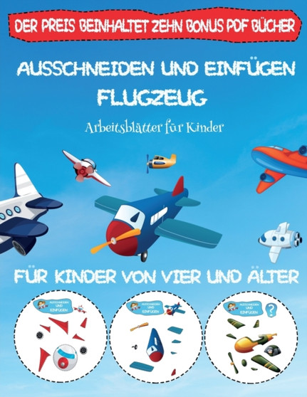 Arbeitsblatter fur Kinder : Ausschneiden und Einfugen - Flugzeug