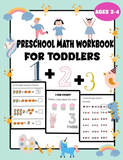 preschool math workbook for toddlers ages 2-4 : teach math to kindergarten, how to teach your kid math, preschool math book, kindergarten workbook homeschool, teaching counting toddler, learn counting